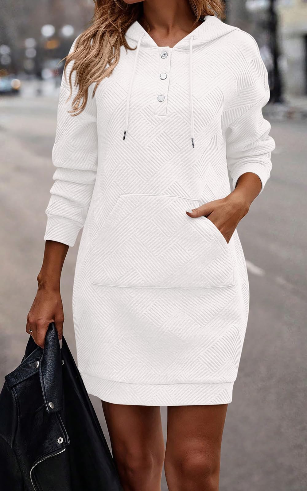 PRETTYGARDEN Womens Long Sleeve Hoodies Dress 2025 Fall Texture Button Oversized Sweatshirts Winter Dresses with pockets *  #sponsored