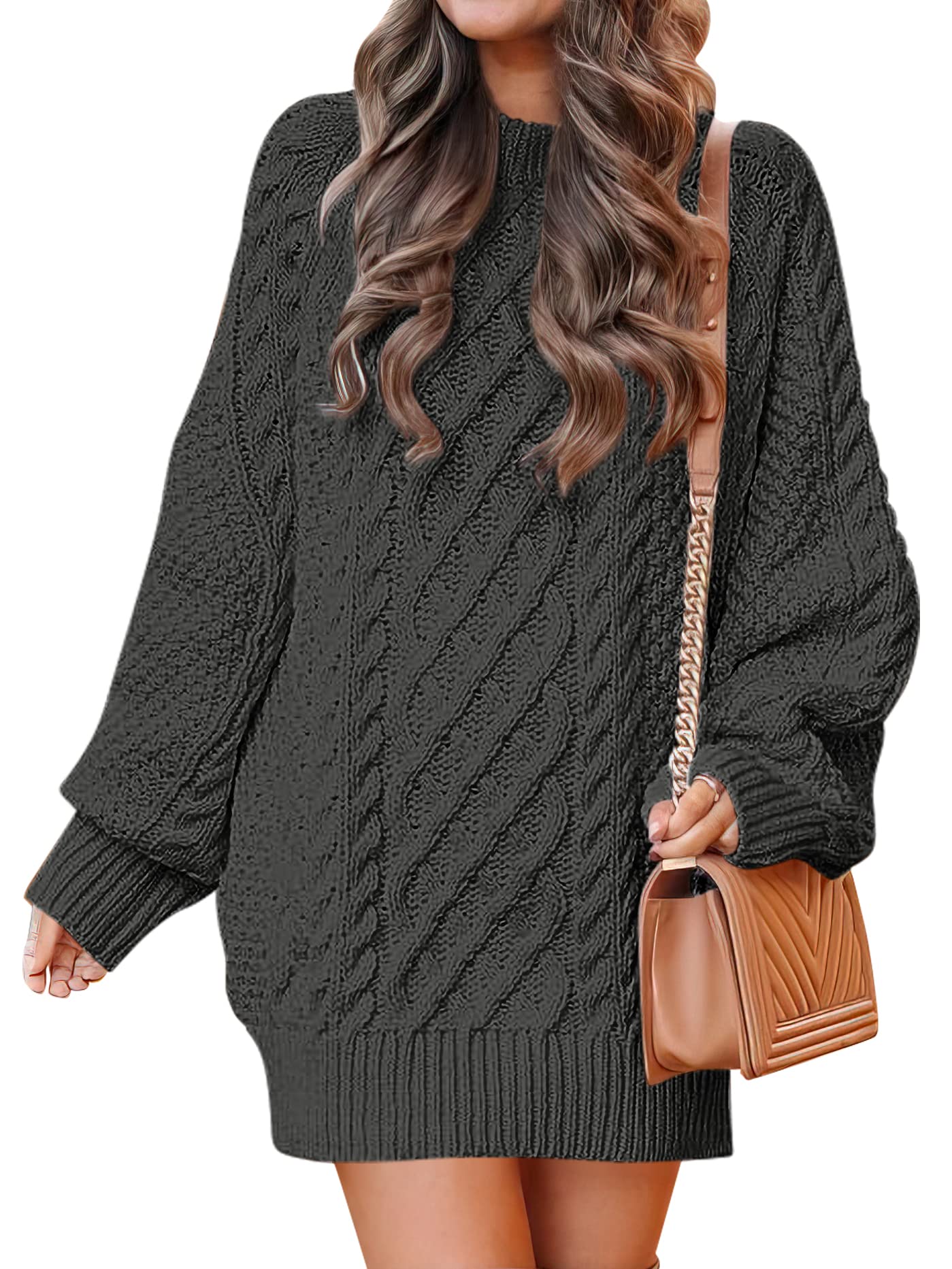 ANRABESS Womens Sweater Dress Oversized Cable Knit Chunky Long Sleeve Short Dresses 2025 Fall Outfits Vacation Winter Clothes *  #sponsored