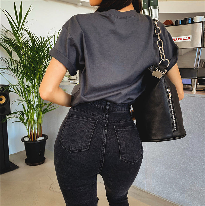 One Rip High Waist Jeans