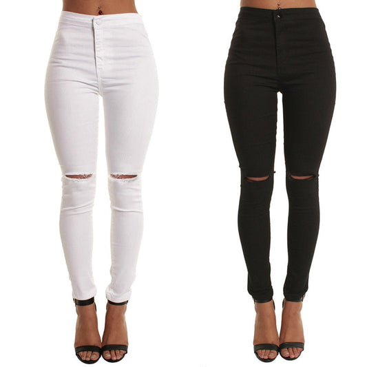 Knee Rip High Waist Jeans