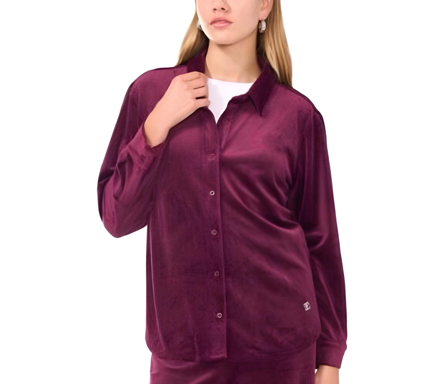 Vince Camuto Women’s Velour Button Front Top