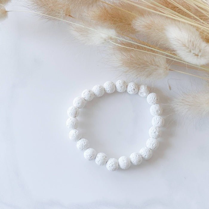 LAVE | Bracelet diffuseur en pierres de lave blanche
