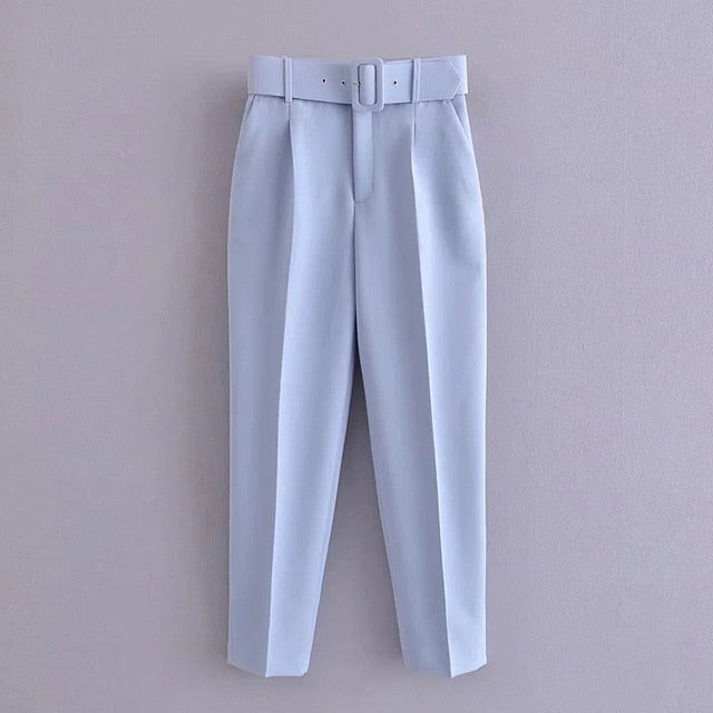 Belted Crop Dress Pants