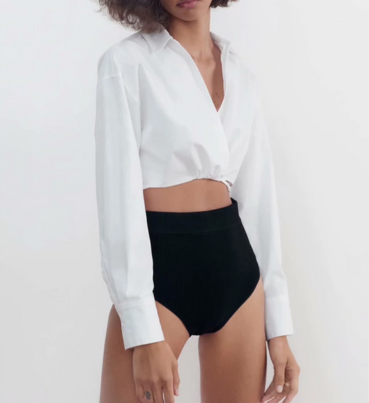 Crop Dress Shirt Blouse