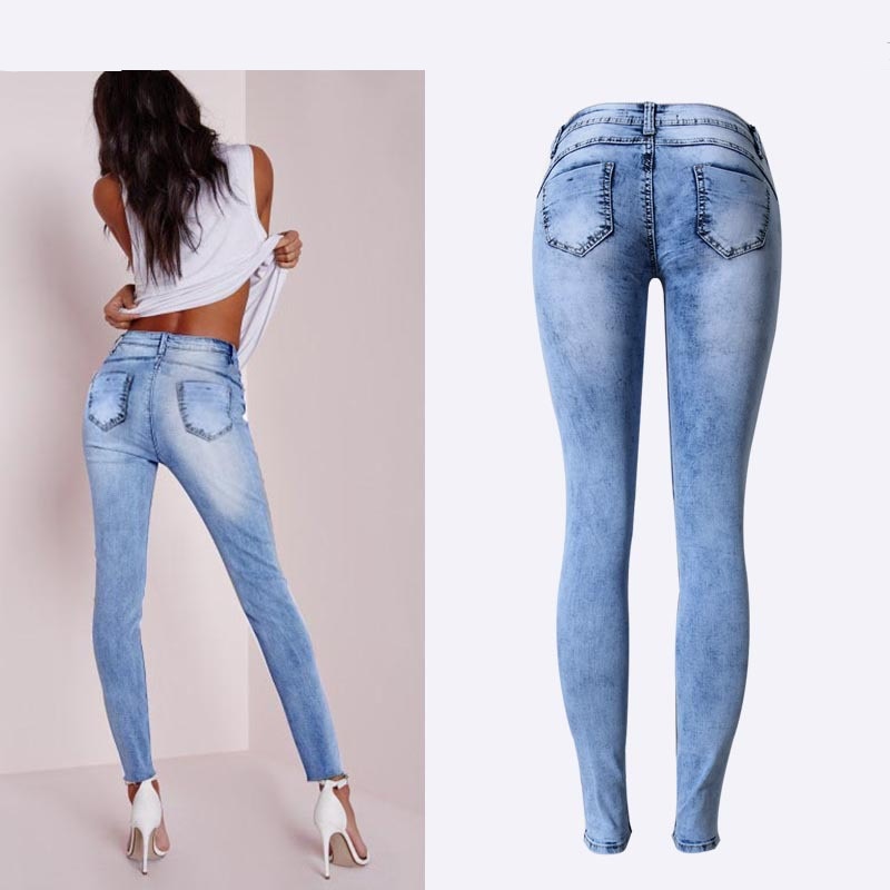Mid Waist Patch Jeans