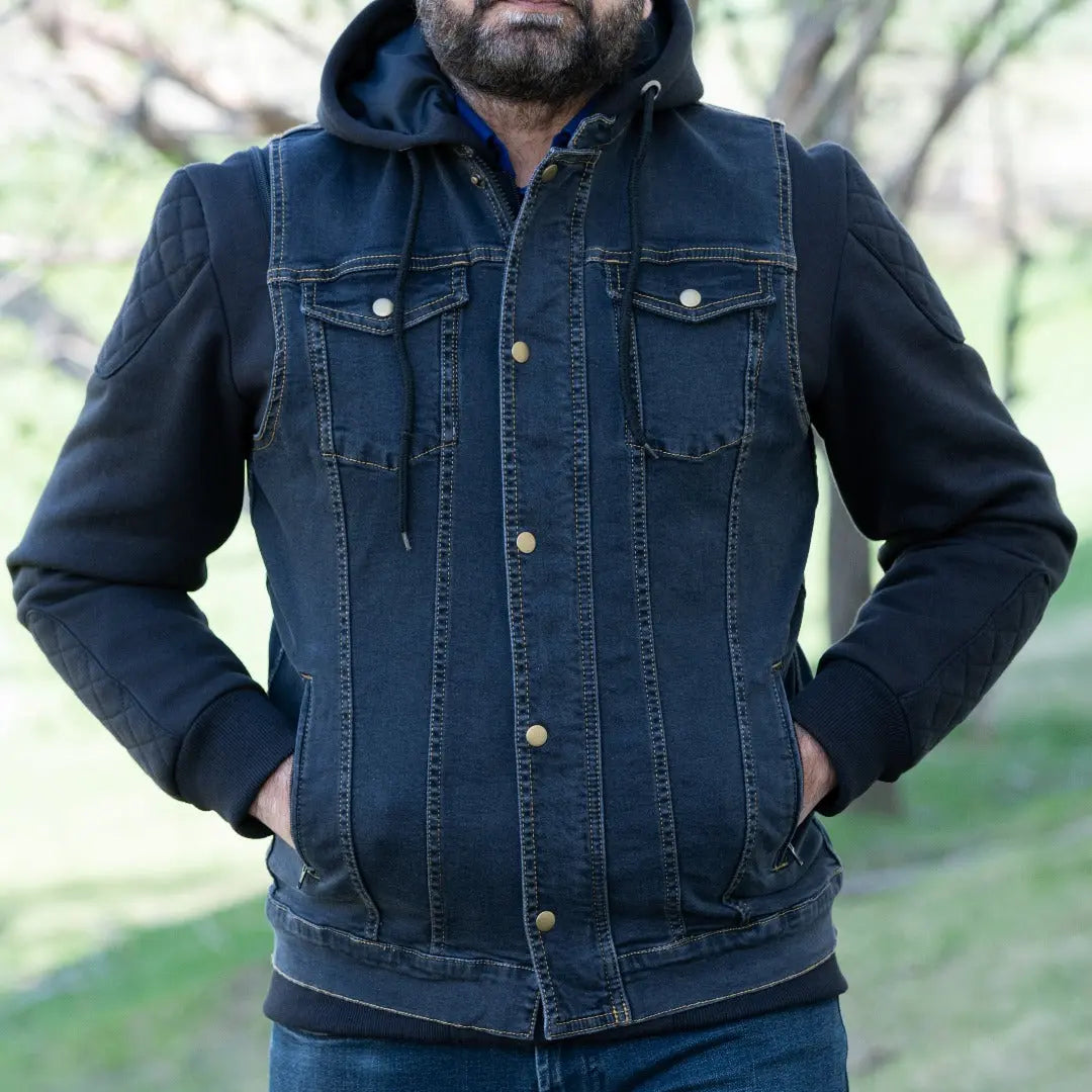 Versatile Denim Vest with Hoodie