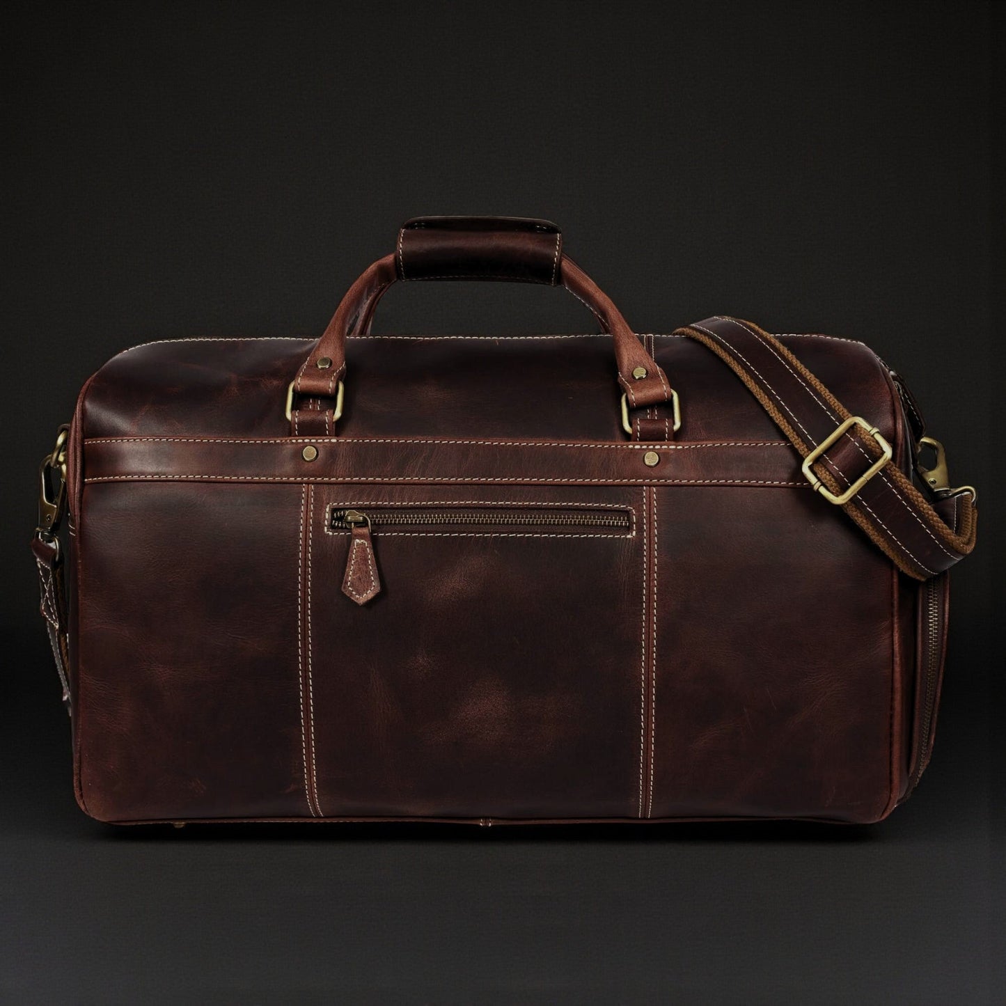 The Voyager Duffle - Brown Full-Grain Distressed Leather Duffle Bag