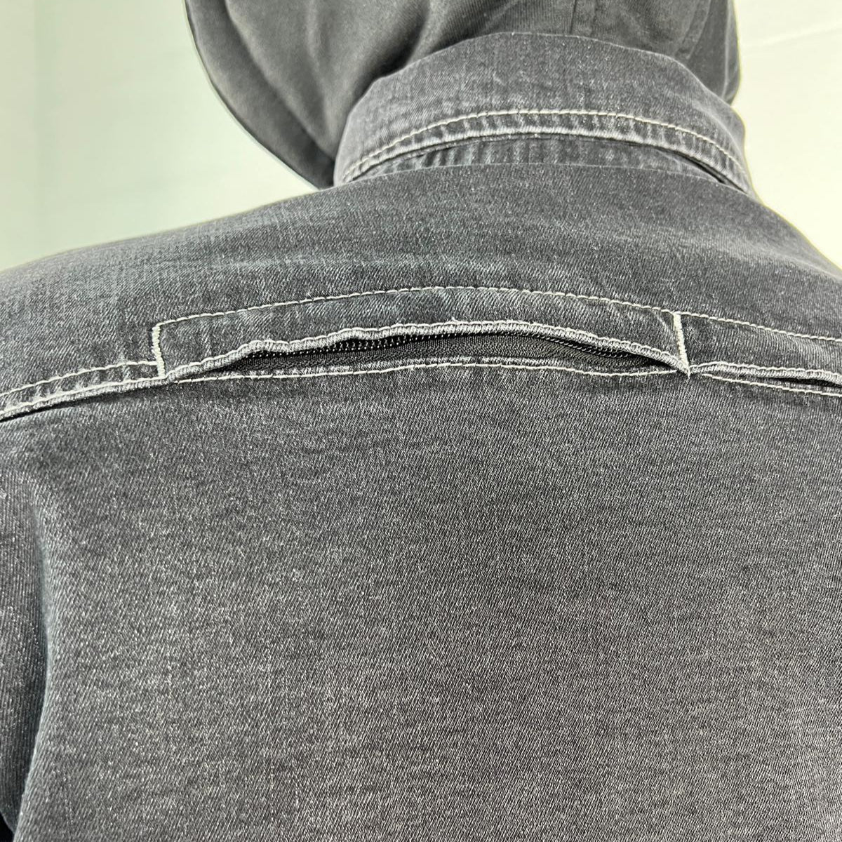 Men’s Armored Denim Shirt with Removable Hoodie