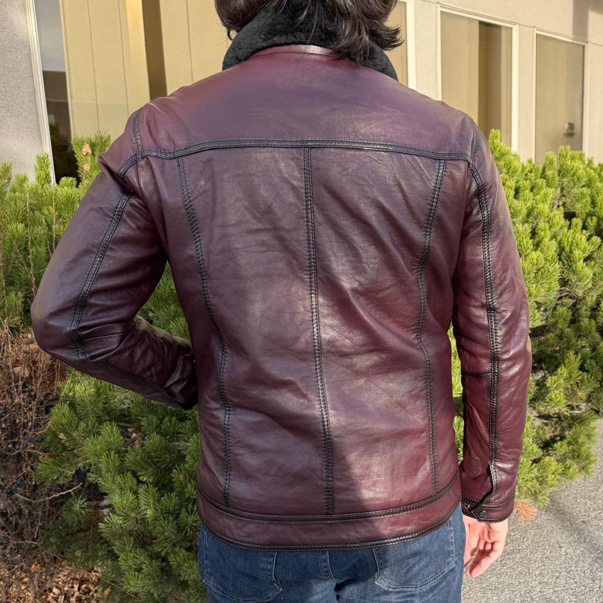 Men's Sheep Leather Jacket - Removable Fur Collar Coat | Winter Luxury Outerwear