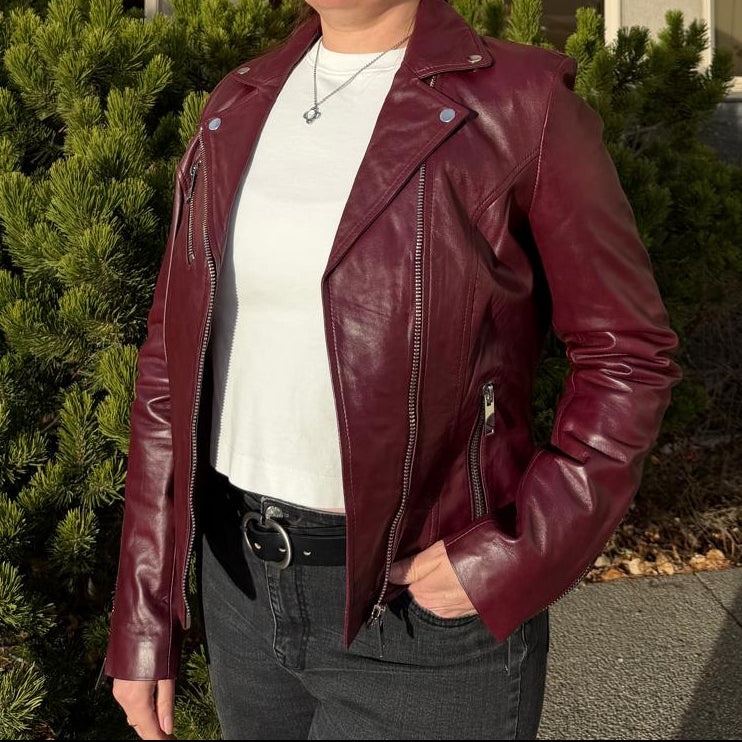 Women's Premium Lamb Leather Moto Jacket - Asymmetrical Zipper Coat | Biker Style
