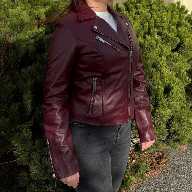 Women's Premium Lamb Leather Moto Jacket - Asymmetrical Zipper Coat | Biker Style