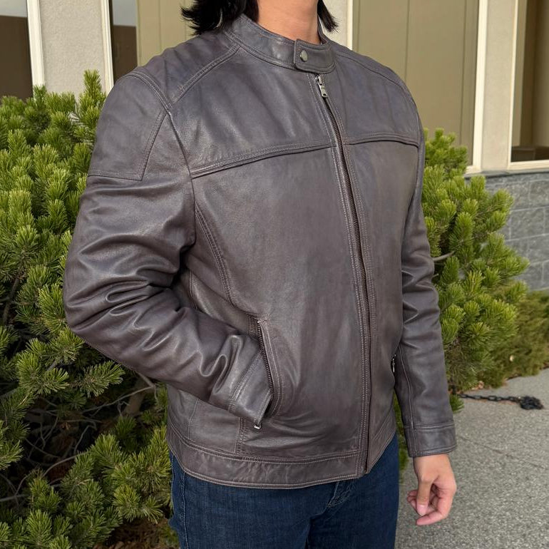 Men's Two-Tone Lamb Leather Jacket - Premium Designer Coat | Luxury Outerwear