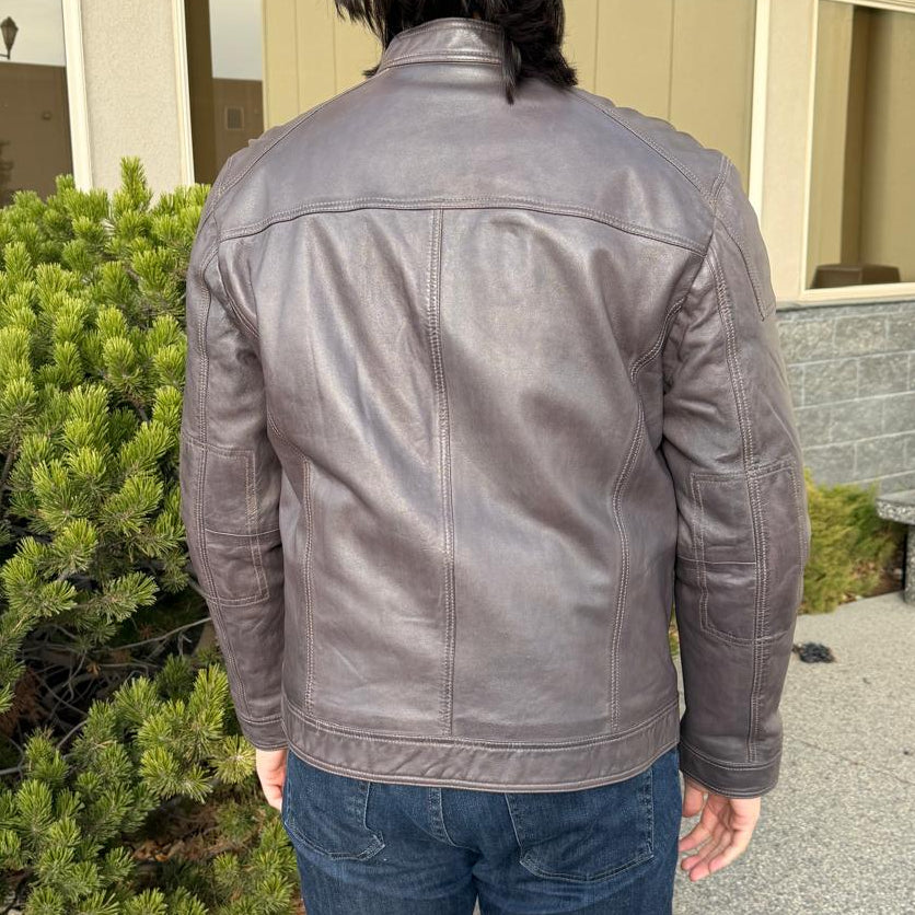 Men's Two-Tone Lamb Leather Jacket - Premium Designer Coat | Luxury Outerwear