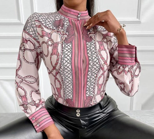 Pattern Dress Shirt Blouse