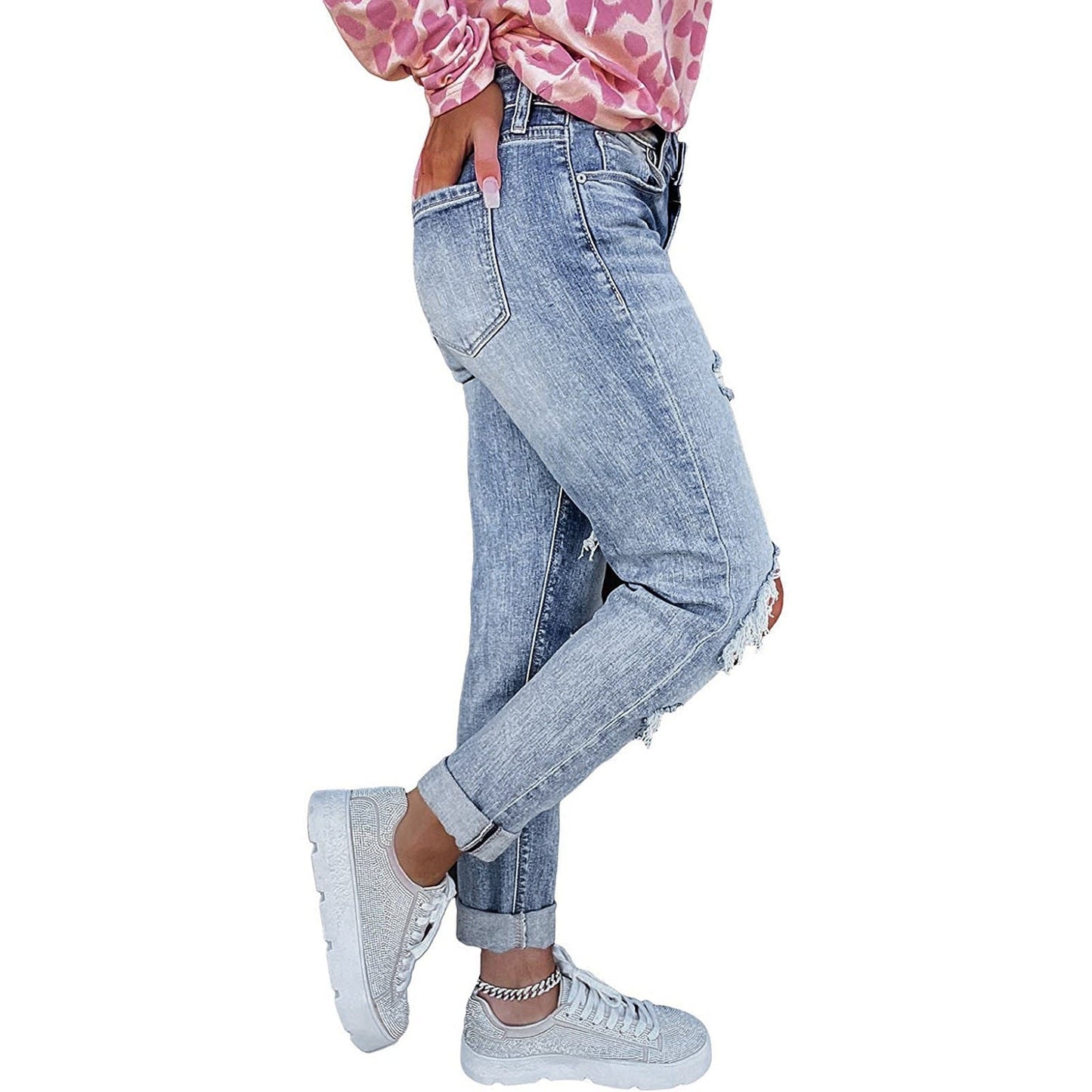 Straight Fit Ripped Jeans