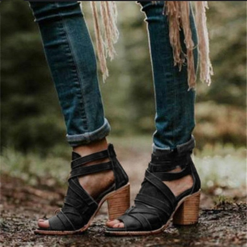 Gladiator Sandal Block Heels