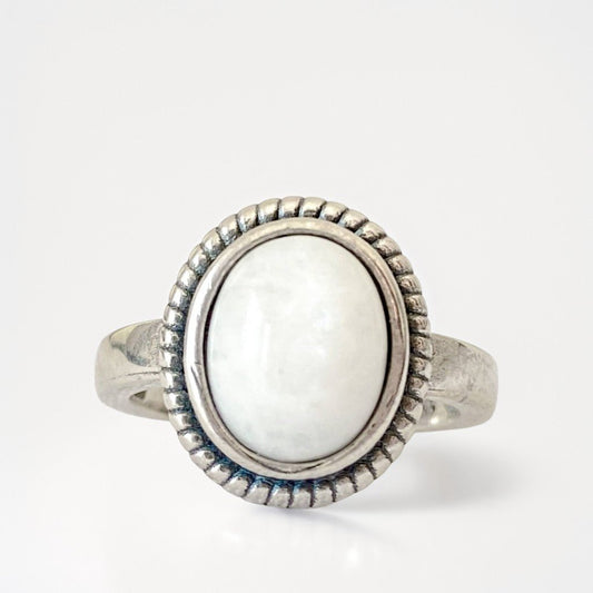 MOONSTONE | Bague en argent sterling 925 et pierre de lune arc-en-ciel
