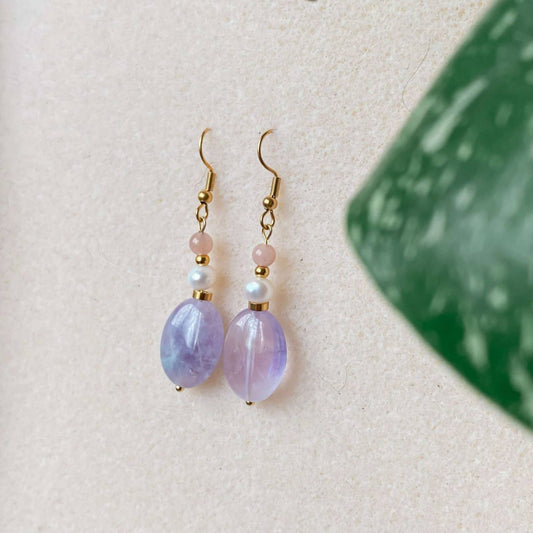 Boucles d’oreilles pendantes en améthyste | LUNARA