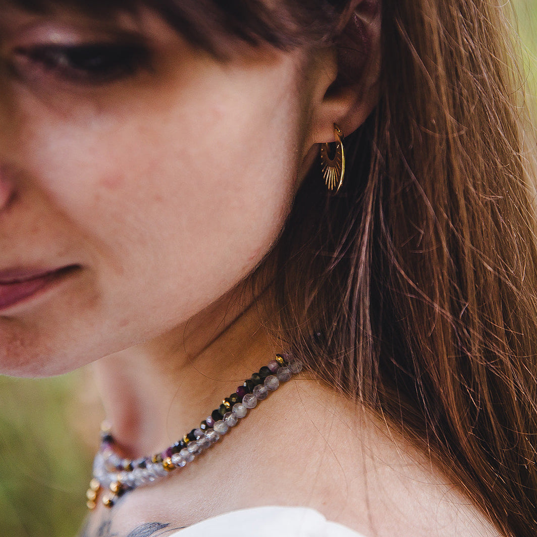 Créoles texturées en argent sterling plaqué or 18K | HÉLIA