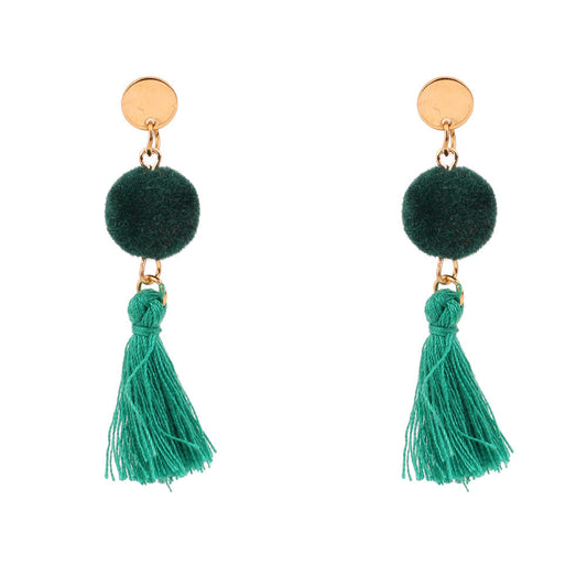 European and American fashion retro plush ball wool soda earrings
