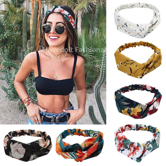 Fashion Women Girls Summer Bohemian Hair Bands Print Headbands Vintage