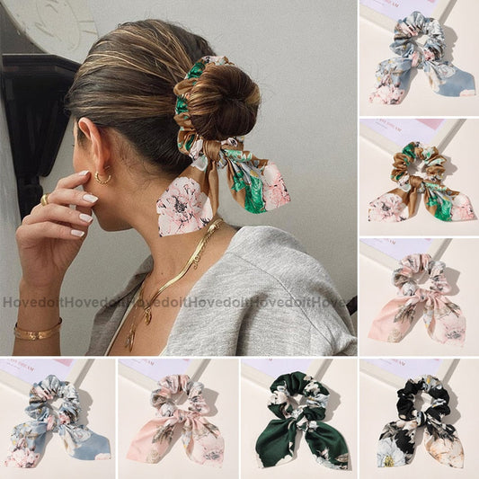New Chiffon Bowknot Elastic Hair Bands For Women Girls Solid Color scrunchies