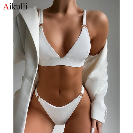 2023 New Sexy Ribbed Ring Bikini Brazilian styling