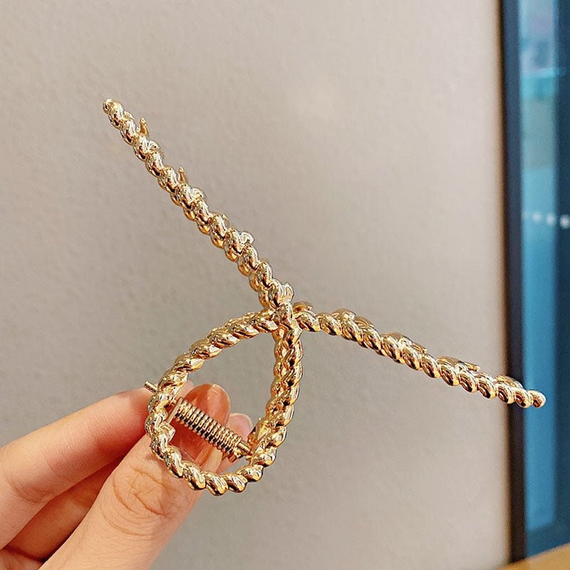 2021 New Women Elegant Gold Silver Hollow Geometric Metal Hair Claw Vintage Hair Clips Headband Hairpin Fashion Hair Accessories