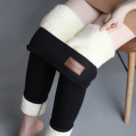 Plus-Size Lamb Fleece and Thickened Outerwear - Extra Thick O-Grain Fleece Winter Pants for Women