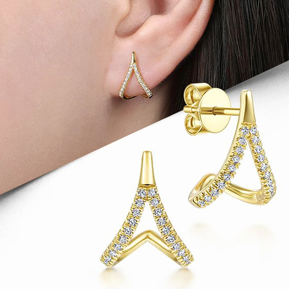 Coconal Silver Color Claws Stud Earring with Crystal Zircon Stone